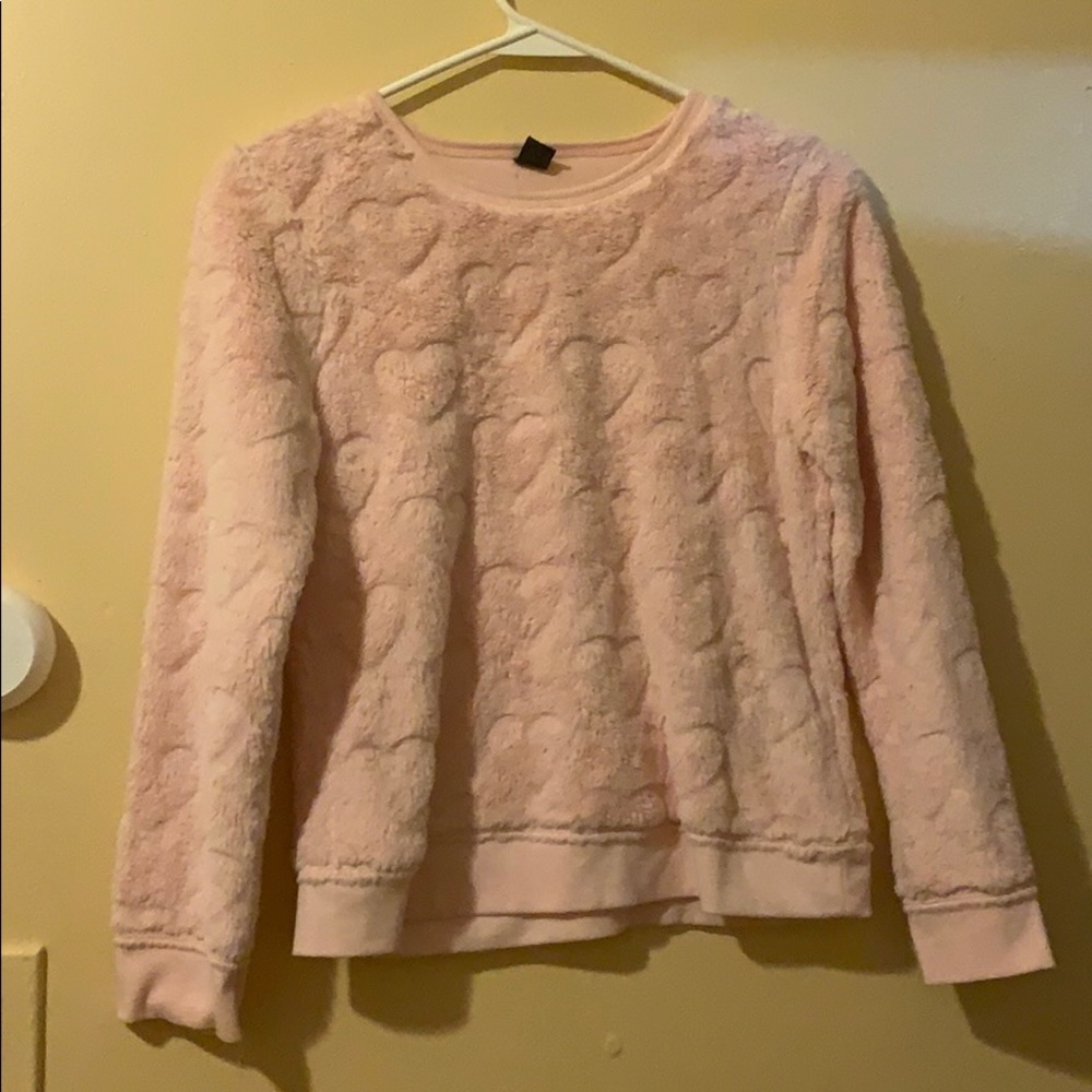 Pink heart fluffy sweater